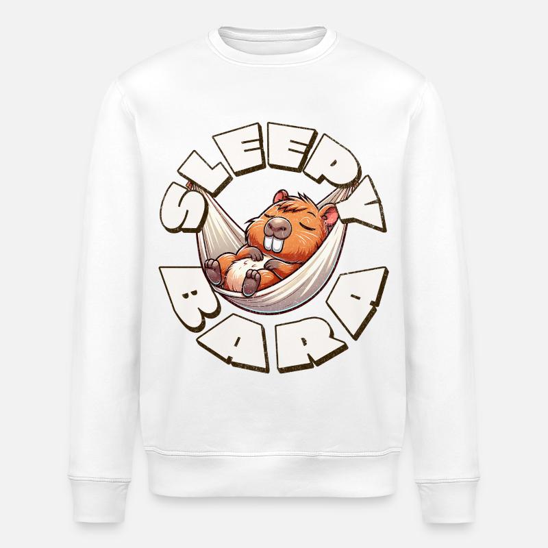 Capybara Sleepy Bara - Stanley/Stella Unisex Bio-Sweatshirt ROLLER - Weiß