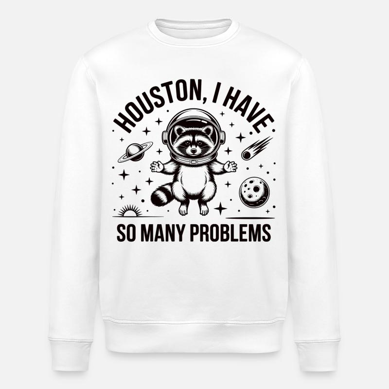 Waschbär Astronaut Shirt Houston Problem Weltraum - Stanley/Stella Unisex Bio-Sweatshirt ROLLER - Weiß