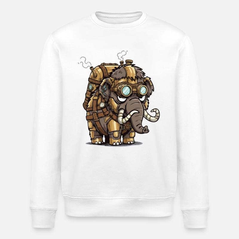 Mammoth Steampunk gepanzerter Dampfkessel - Stanley/Stella Unisex Bio-Sweatshirt ROLLER - Weiß