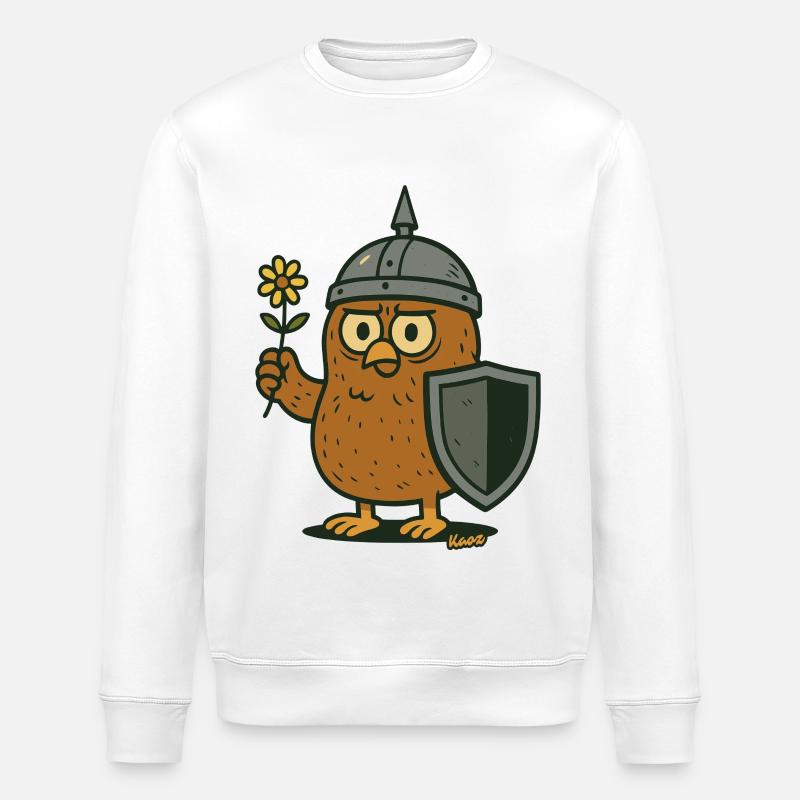 Chevalier Hibou avec Fleur - Sweat bio ROLLER Stanley/Stella Unisexe - blanc
