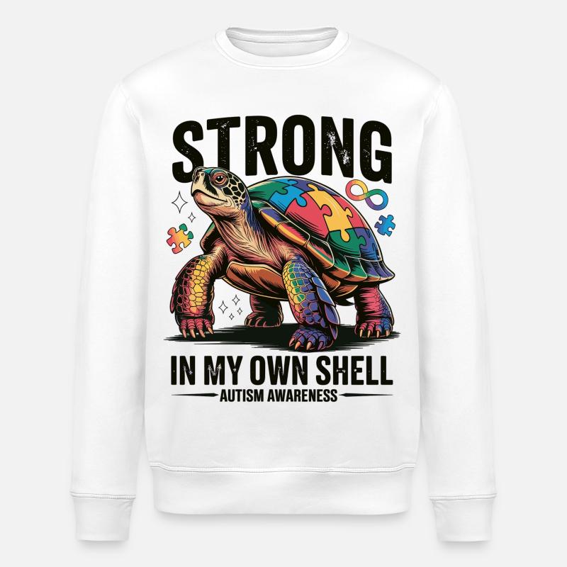Autismus Awareness Schildkröte T-Shirt - Stanley/Stella Unisex Bio-Sweatshirt ROLLER - Weiß