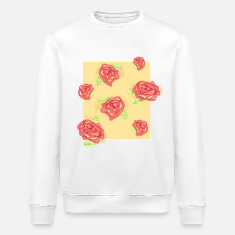 Roses pastel sur fond crème - Sweat bio ROLLER Stanley/Stella Unisexe - blanc