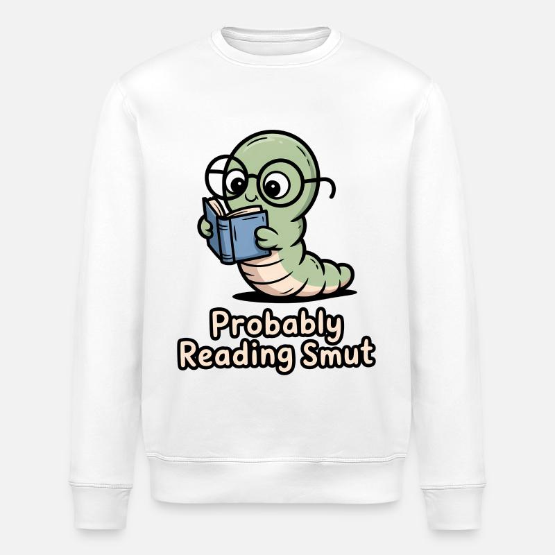 LeseRaupe mit Brille - Stanley/Stella Unisex Bio-Sweatshirt ROLLER - Weiß