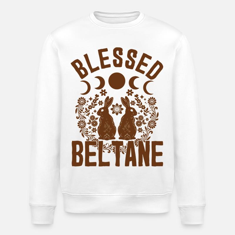 Beltane Blessings May Day Paganism - Stanley/Stella ROLLER Unisex Organic Sweatshirt - white