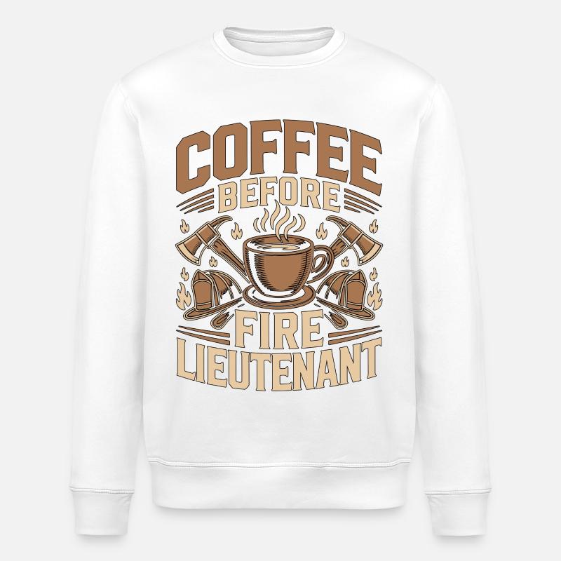Fire Lieutenant Coffee Firefighting Coffee Lover - Stanley/Stella Unisex Bio-Sweatshirt ROLLER - Weiß