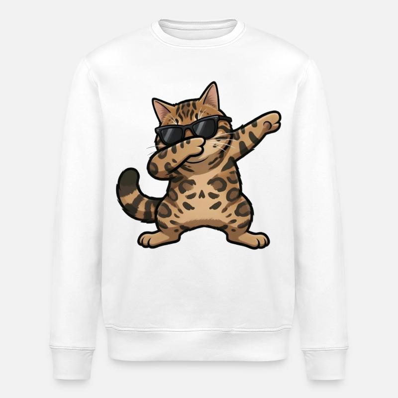 Kot Bengal Dabbing - Ekologiczna bluza typu unisex Stanley/Stella ROLLER - biały