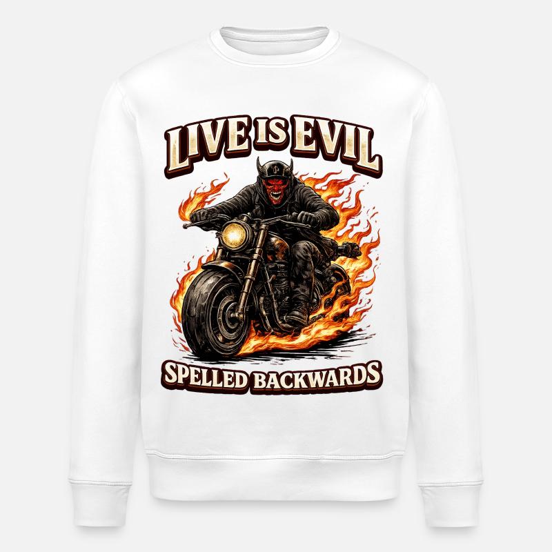 Live Is Evil Spelled Backwards - Stanley/Stella ROLLER Unisex Organic Sweatshirt - white