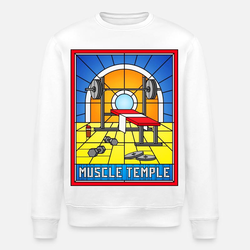 Gymnase en vitraux du temple musclé - Sweat bio ROLLER Stanley/Stella Unisexe - blanc