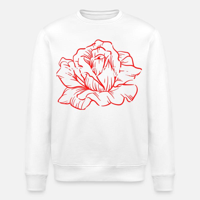 Rote Rosenlinienkunst - Stanley/Stella Unisex Bio-Sweatshirt ROLLER - Weiß