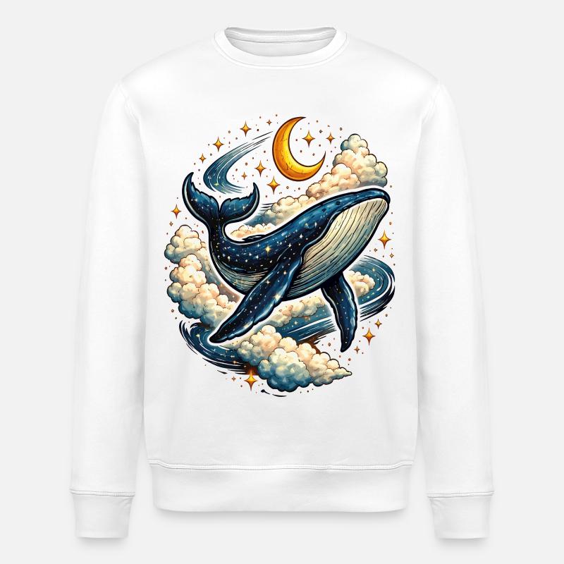 Baleine Céleste dans les Nuages - Sweat bio ROLLER Stanley/Stella Unisexe - blanc