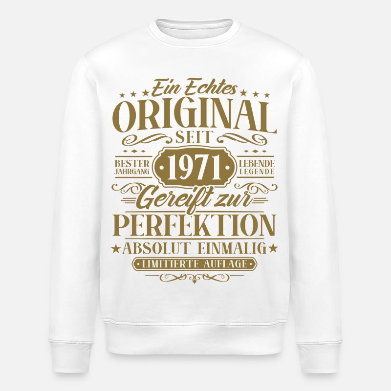 Original 1971 Retro Vintage Geburtstag Geschenk - Stanley/Stella Unisex Bio-Sweatshirt ROLLER - Weiß