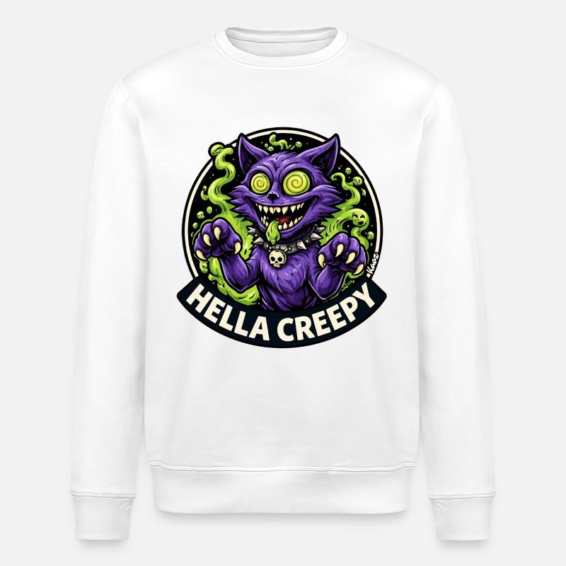 Un chat néon flippant - Sweat bio ROLLER Stanley/Stella Unisexe - blanc