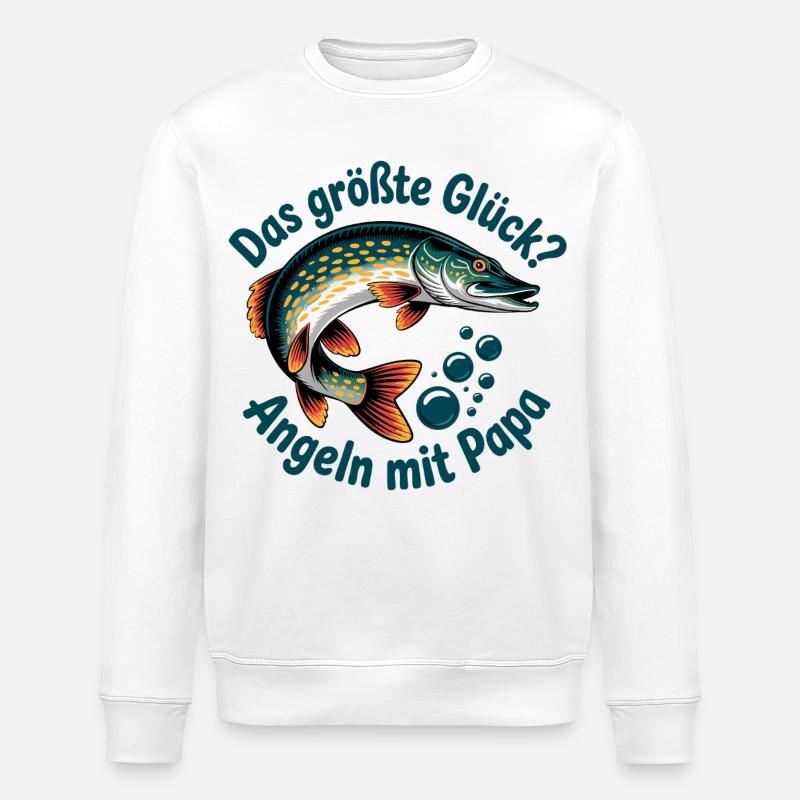 Papa Angler Geschenk - Stanley/Stella Unisex Bio-Sweatshirt ROLLER - Weiß