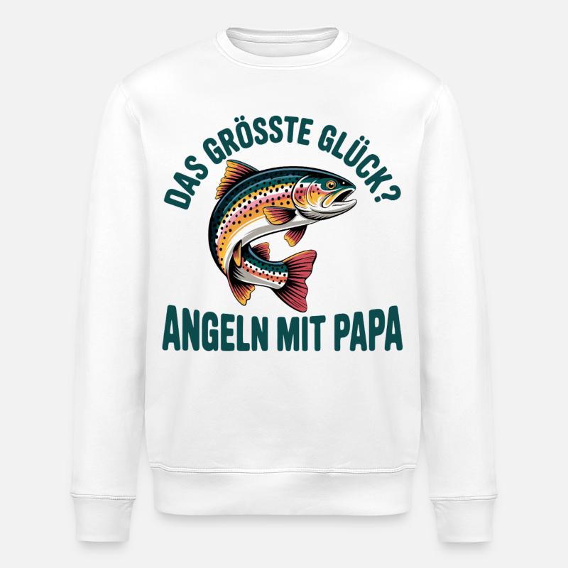 Angeln mit Papa - Stanley/Stella Unisex Bio-Sweatshirt ROLLER - Weiß