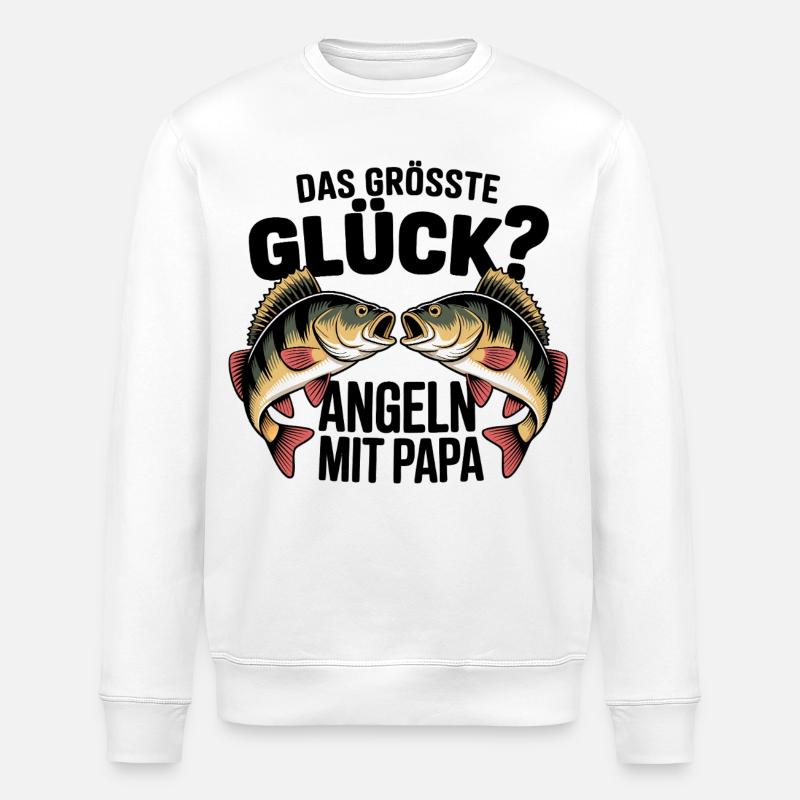 Angeln mit Papa - Stanley/Stella Unisex Bio-Sweatshirt ROLLER - Weiß