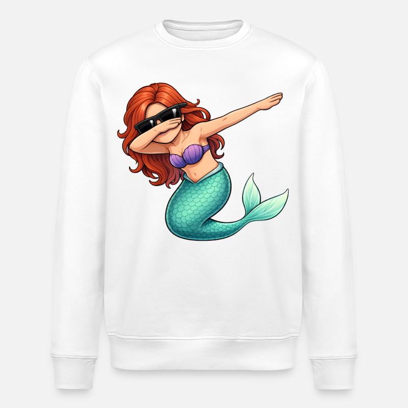 Dabbing Meerjungfrau - Stanley/Stella Unisex Bio-Sweatshirt ROLLER - Weiß