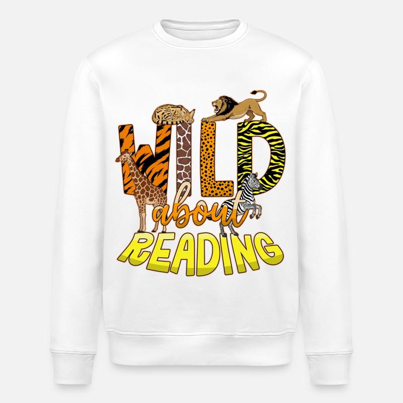 Wild About Reading Book Lover Library - Stanley/Stella Unisex Bio-Sweatshirt ROLLER - Weiß