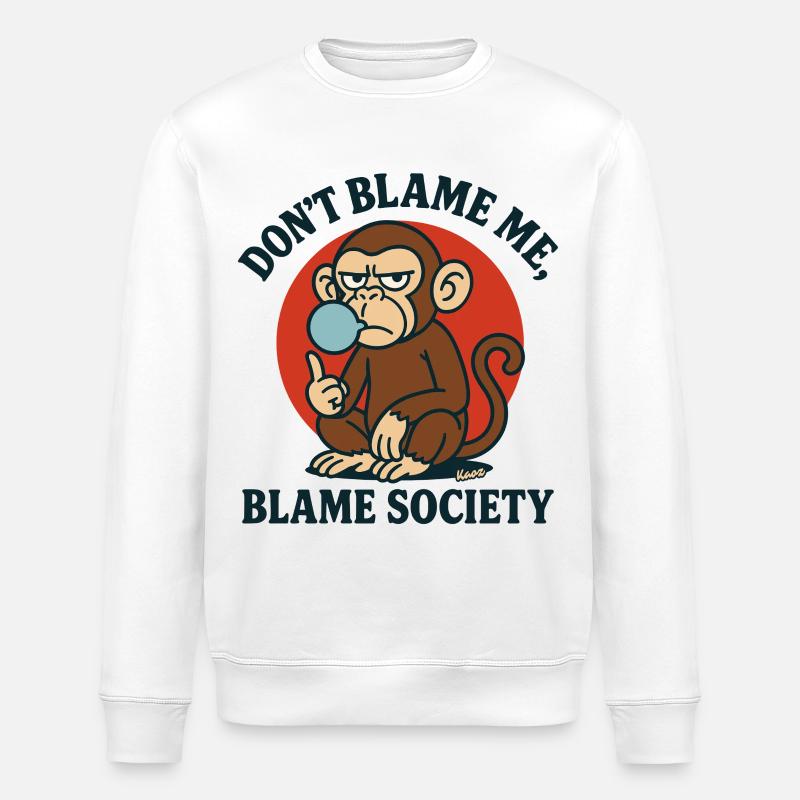 Monkey Blame Society Tee - Stanley/Stella Unisex Bio-Sweatshirt ROLLER - Weiß