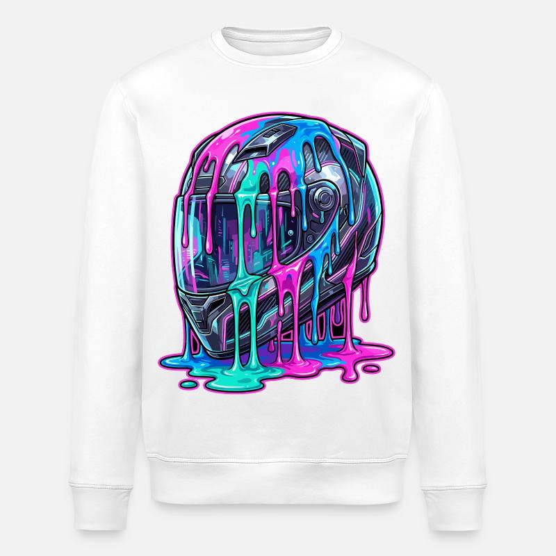 Abstrakter Helm mit Farbfluss - Stanley/Stella Unisex Bio-Sweatshirt ROLLER - Weiß