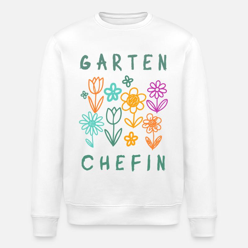 Garten Chefin Blumen Retro Design - Stanley/Stella Unisex Bio-Sweatshirt ROLLER - Weiß