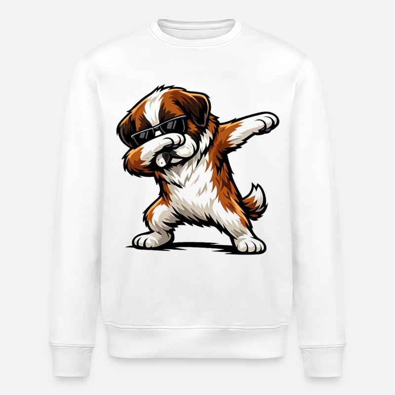 Dabbing Bernhardiner - Stanley/Stella Unisex Bio-Sweatshirt ROLLER - Weiß