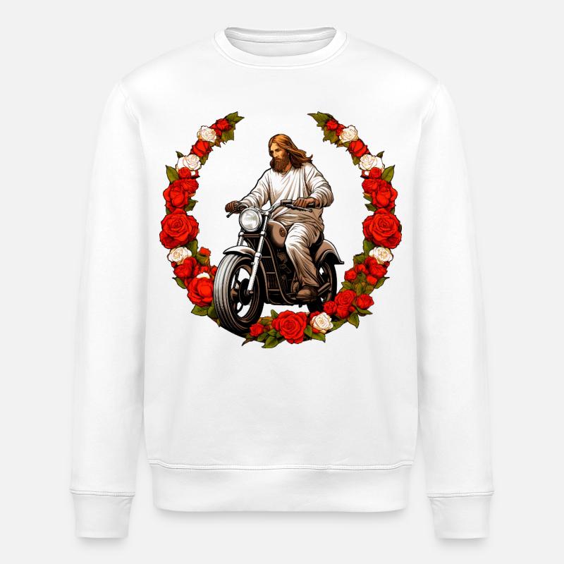 Jesus Motorrad - Stanley/Stella Unisex Bio-Sweatshirt ROLLER - Weiß