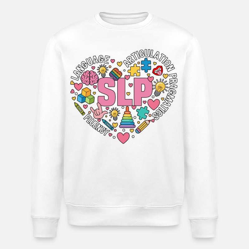 SLP Speech Therapy Speech Language Pathology - Stanley/Stella ROLLER Unisex Organic Sweatshirt - white