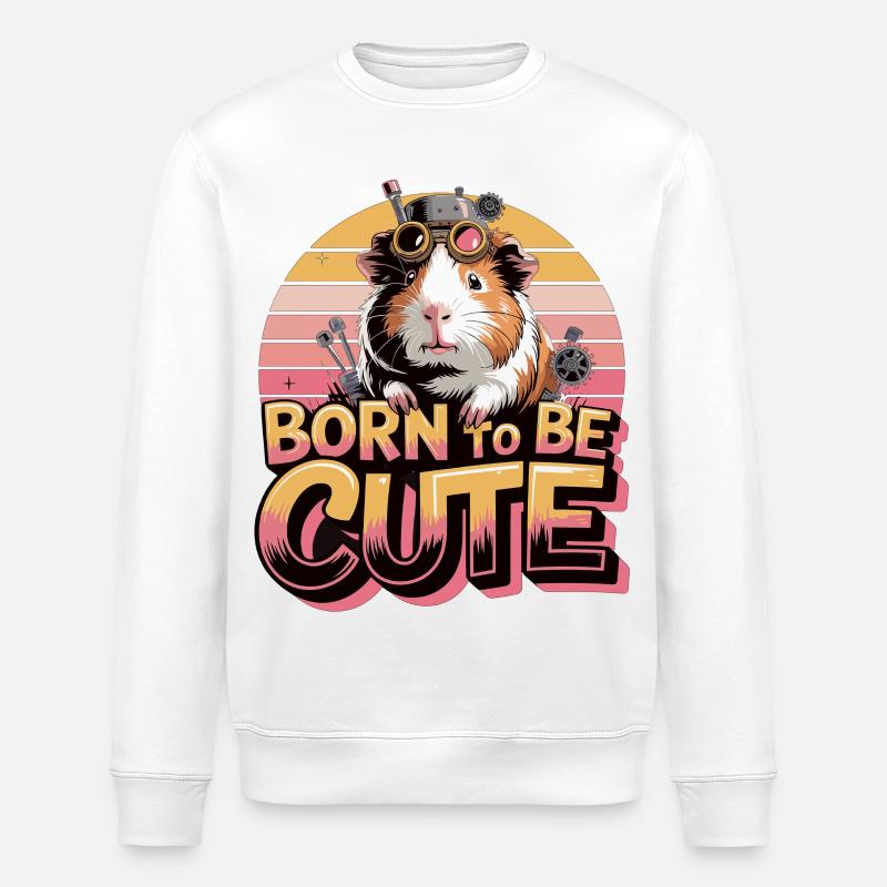 Født til å være søt marsvin-skjorte Steampunk - Stanley/Stella ROLLER økologisk unisex-sweatshirt - hvit