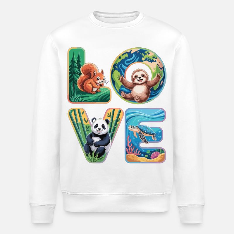 T-Shirt Panda Faultier Schildkröte Eichhörnchen - Stanley/Stella Unisex Bio-Sweatshirt ROLLER - Weiß