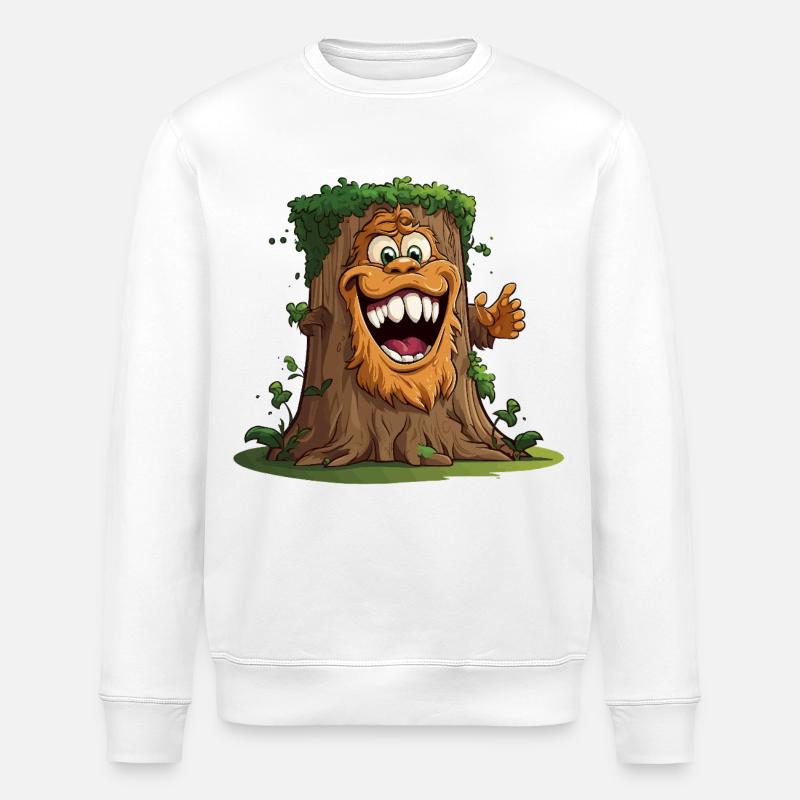 Giant tree with a broad grin - Stanley/Stella ROLLER Unisex Organic Sweatshirt - white