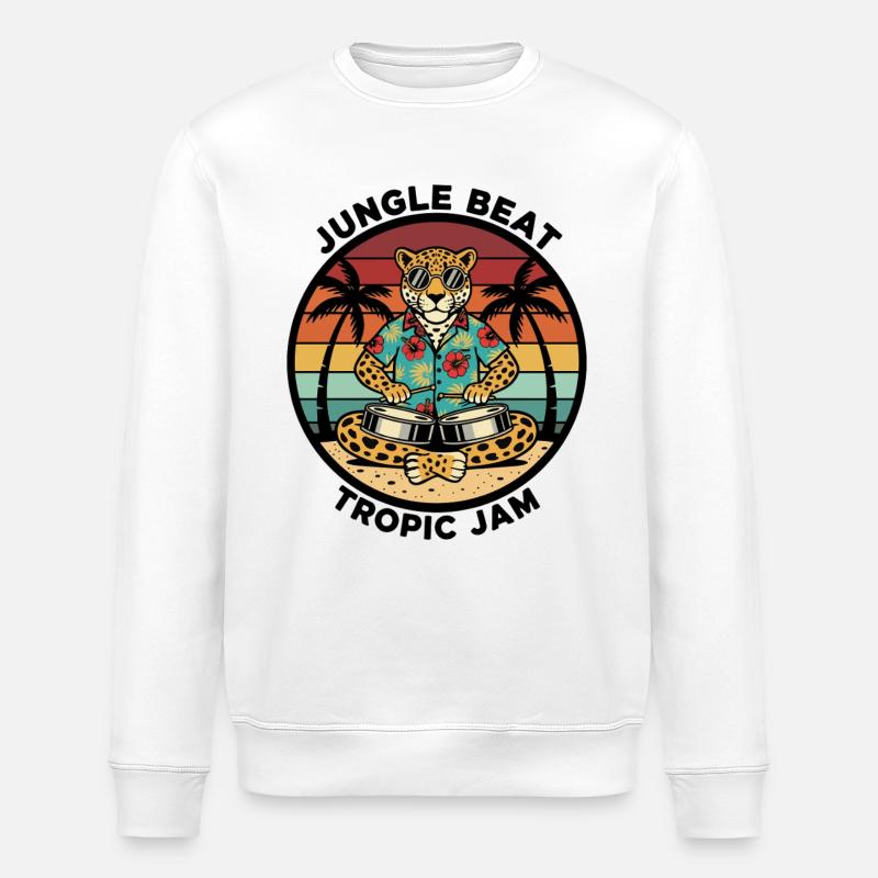 Léopard Jungle Beat Tropic Jam Retro - Sweat bio ROLLER Stanley/Stella Unisexe - blanc