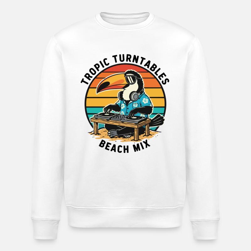 Toucan DJ Tropic Turntables Beach Mix - Sweat bio ROLLER Stanley/Stella Unisexe - blanc