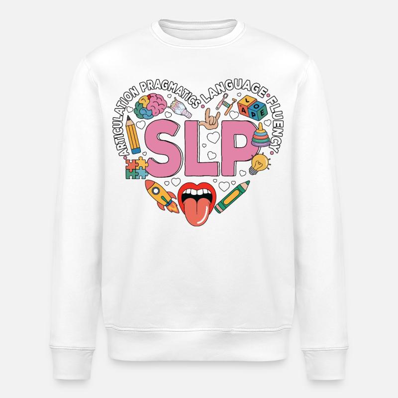Speech Therapy Speech Language Pathology SLP - Stanley/Stella ROLLER Unisex Organic Sweatshirt - white