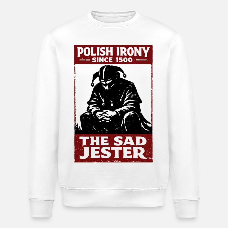 Polnische Ironie: Stańczyk, der traurige Narr - Stanley/Stella Unisex Bio-Sweatshirt ROLLER - Weiß