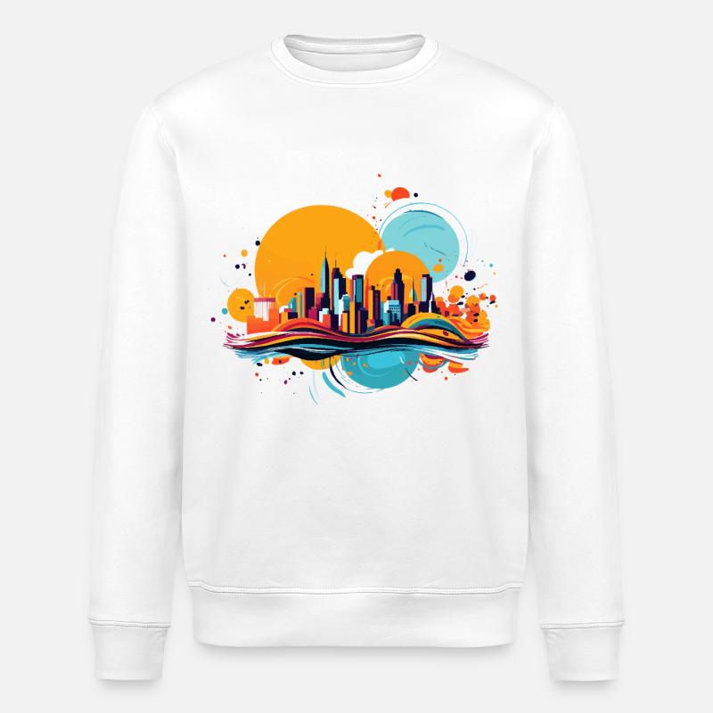 Villes de couleur dans un feu d’artifice de couleurs - Sweat bio ROLLER Stanley/Stella Unisexe - blanc