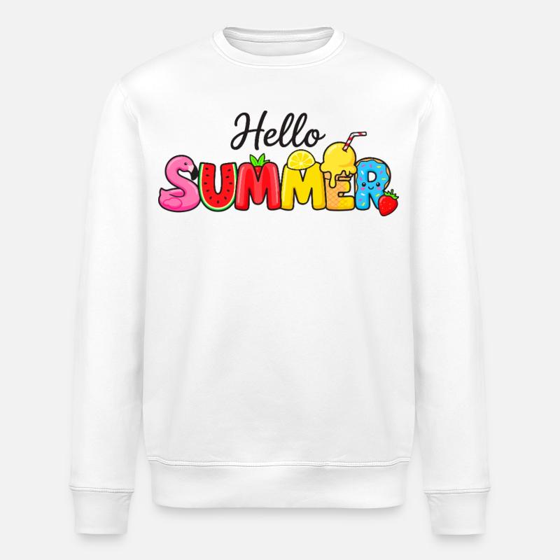 Hallo Sommer-Frutti-Briefe - Stanley/Stella Unisex Bio-Sweatshirt ROLLER - Weiß
