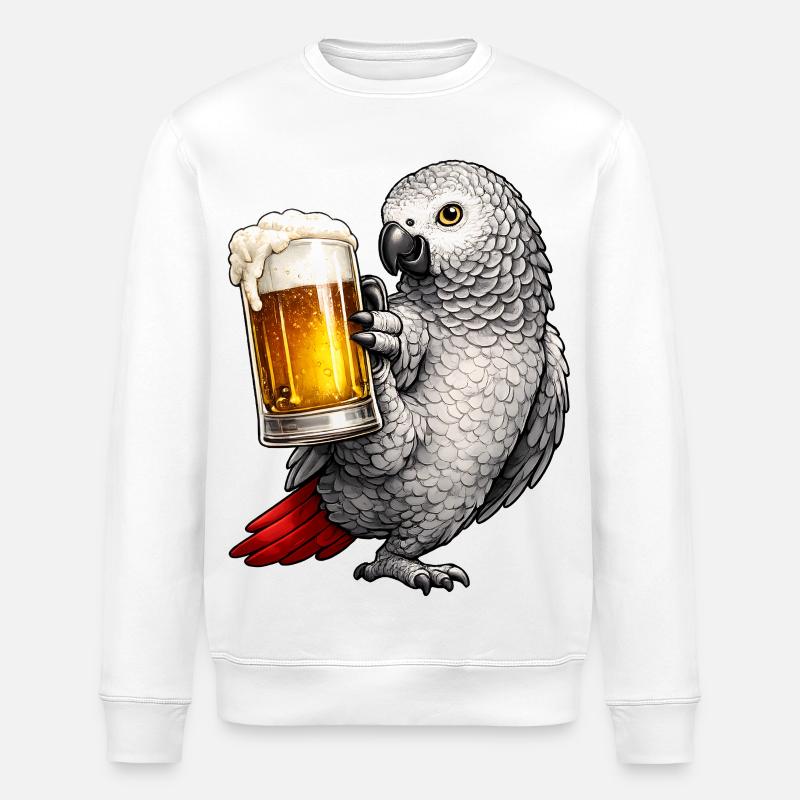 Graupapagei Bier - Stanley/Stella Unisex Bio-Sweatshirt ROLLER - Weiß