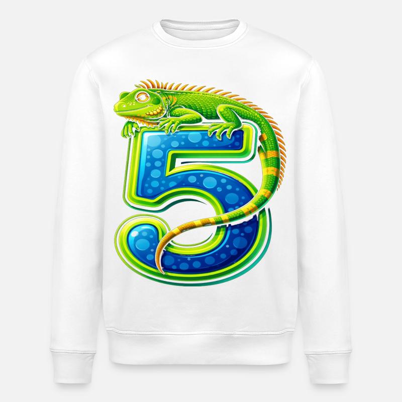 Caméléon Vert 5 ans - Sweat bio ROLLER Stanley/Stella Unisexe - blanc