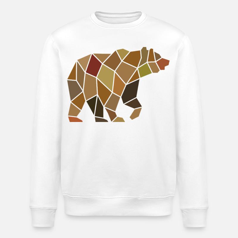 Geometric Bear from Mosaic Polygon - Stanley/Stella ROLLER Unisex Organic Sweatshirt - white
