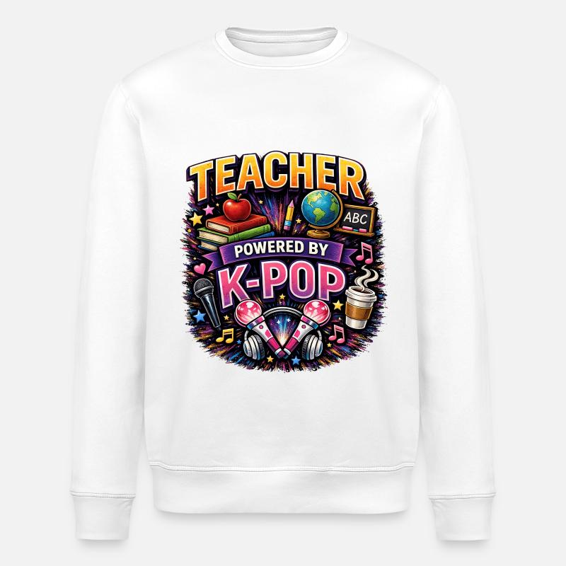 Teacher Powered By K-Pop - Stanley/Stella Unisex Bio-Sweatshirt ROLLER - Weiß