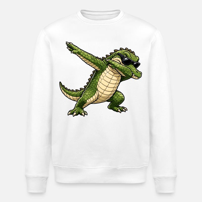 Dabbing Krokodil - Stanley/Stella Unisex Bio-Sweatshirt ROLLER - Weiß
