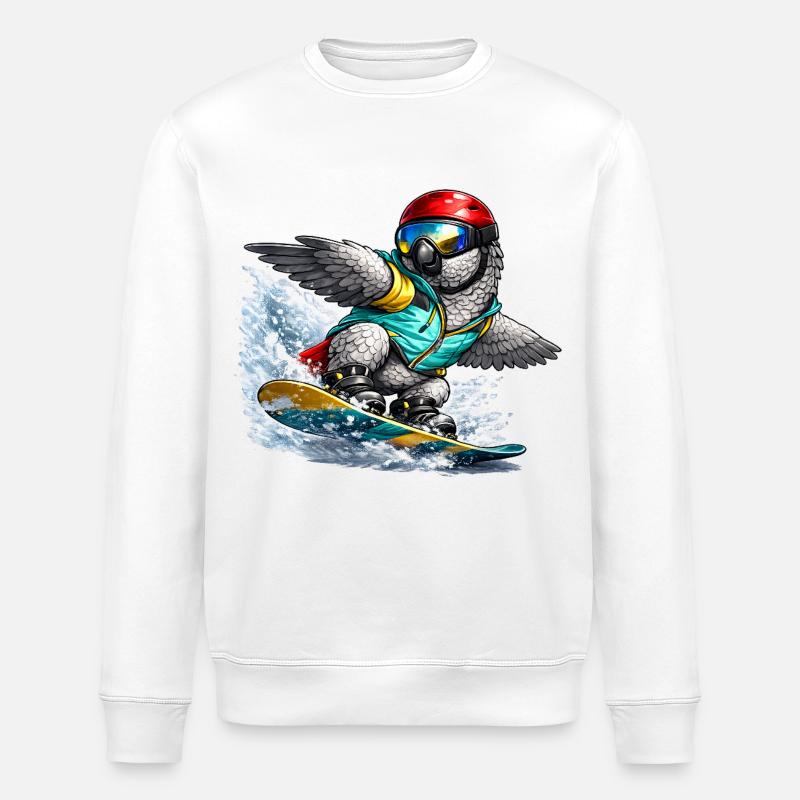 Graupapagei Snowboard - Stanley/Stella Unisex Bio-Sweatshirt ROLLER - Weiß