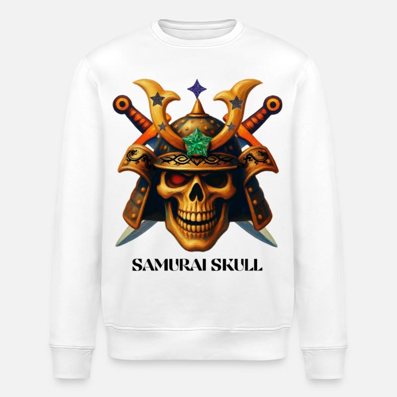 Samurai Skull T-Shirt-Design. - Stanley/Stella Unisex Bio-Sweatshirt ROLLER - Weiß