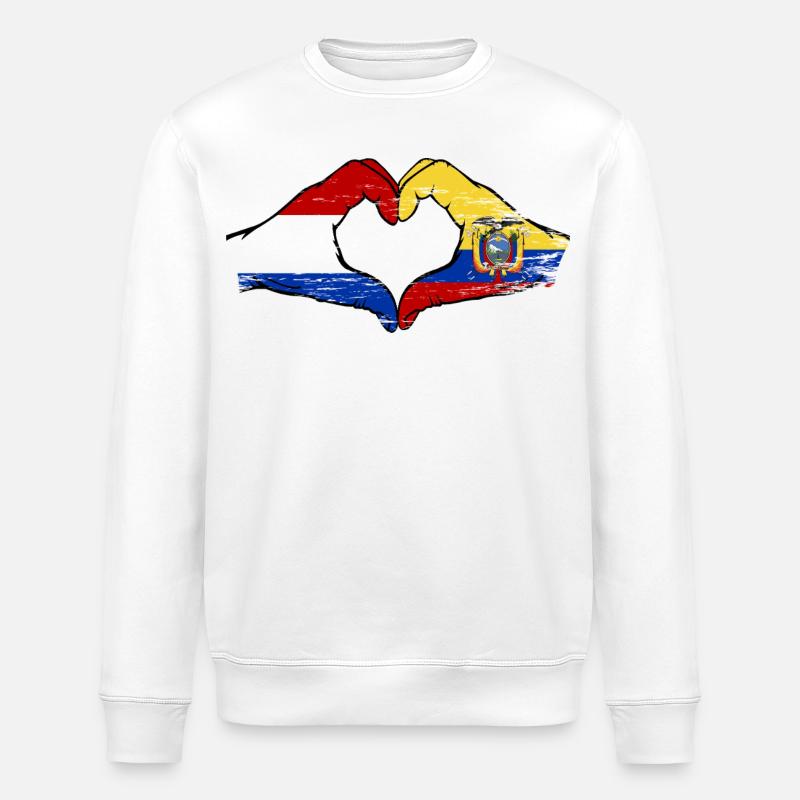 Cœur du drapeau de Hollande-Équateur utilisé - Sweat bio ROLLER Stanley/Stella Unisexe - blanc