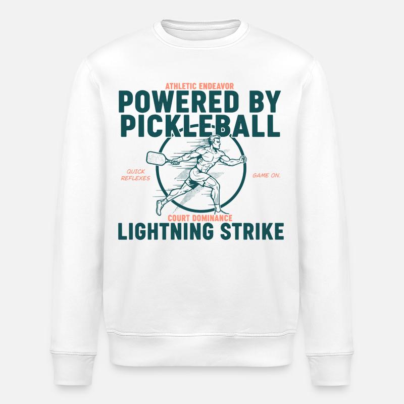 Pickleball Powered By Pickleball Lightning Strike - Stanley/Stella ROLLER Unisex Organic Sweatshirt - white