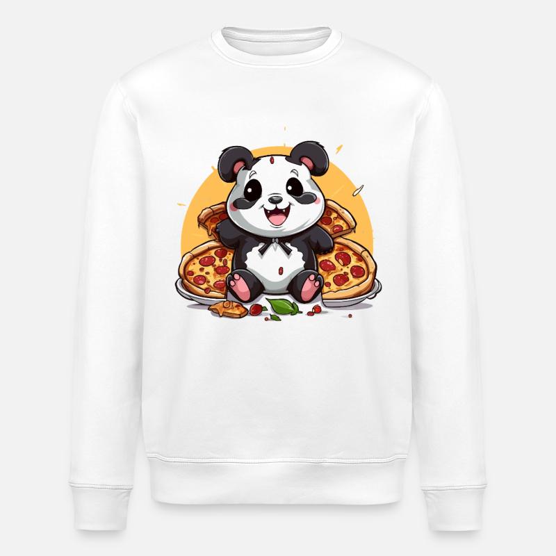 Kuschelpanda mit Pizzazauber - Stanley/Stella Unisex Bio-Sweatshirt ROLLER - Weiß