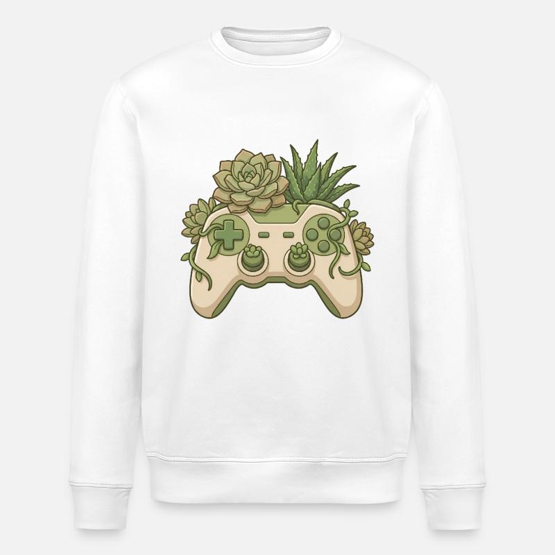 Succulent Controller - Cute Gaming Sticker - Stanley/Stella ROLLER Unisex Organic Sweatshirt - white