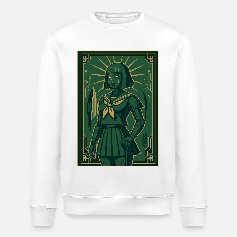 Cyber Deco Android Green Sentinel - Stanley/Stella ROLLER Unisex Organic Sweatshirt - white