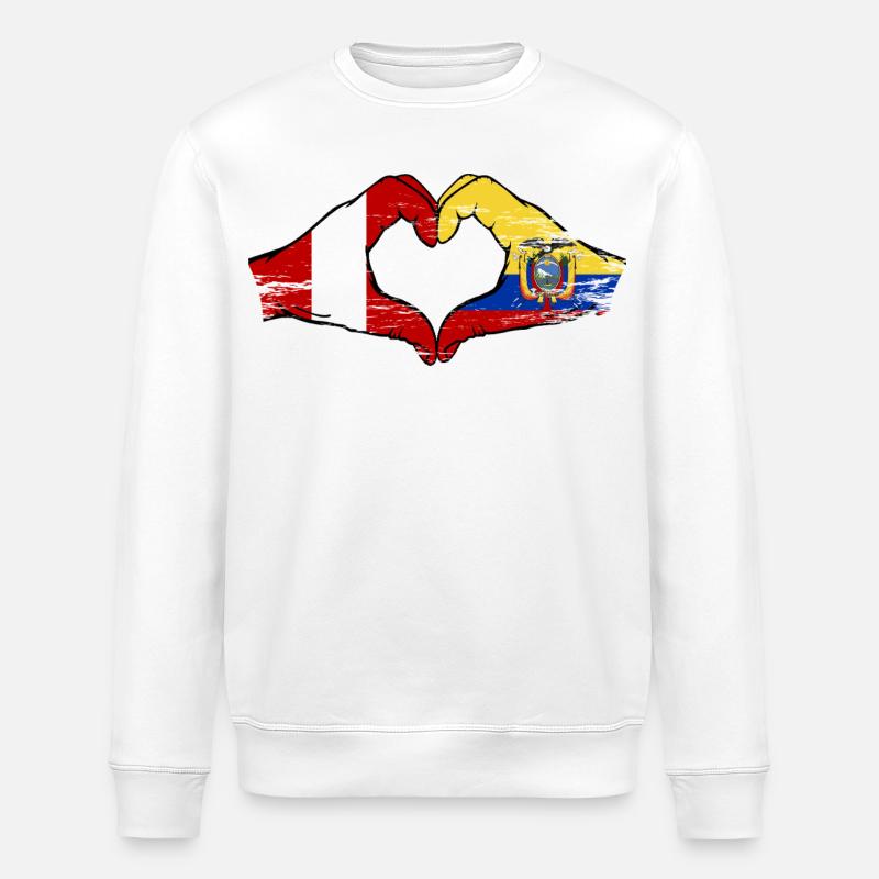 Peru Ecuador Flaggen Herz used - Stanley/Stella Unisex Bio-Sweatshirt ROLLER - Weiß