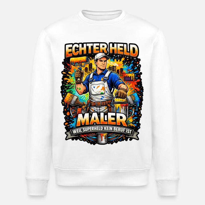 Echter Held Maler – Farbexplosion - Stanley/Stella Unisex Bio-Sweatshirt ROLLER - Weiß